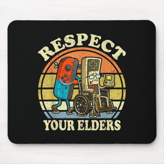 Respect Your Elders Retro Gaming Funny Controller  マウスパッド (正面)