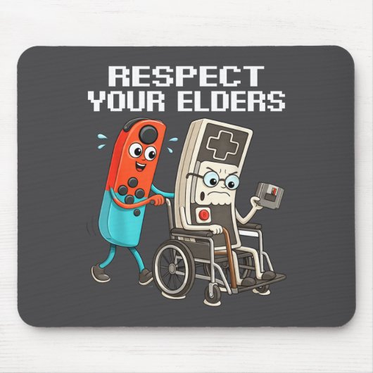 Respect Your Elders Retro Gaming Funny Controller  マウスパッド (正面)