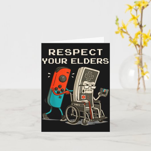 Respect Your Elders Retro Gaming Funny Gamer Contr カード (黄色い花)