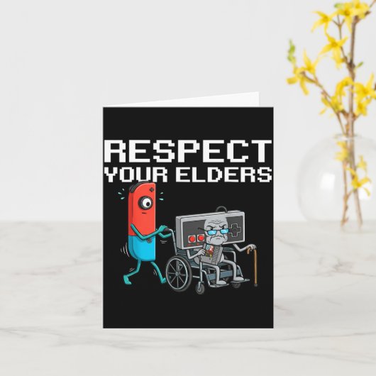 Respect Your Elders Retro Gaming Funny Gamer Contr カード (黄色い花)