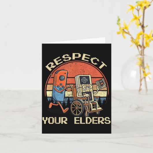 Respect Your Elders Retro Gaming Funny Gamer Contr カード (黄色い花)