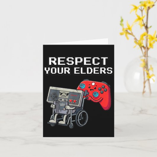 Respect Your Elders Retro Gaming Funny Gamer Contr カード (黄色い花)