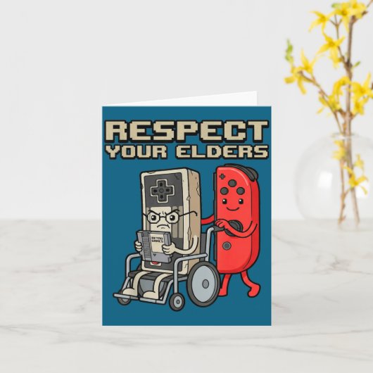 Respect Your Elders Retro Gaming Funny Gamer Contr カード (黄色い花)