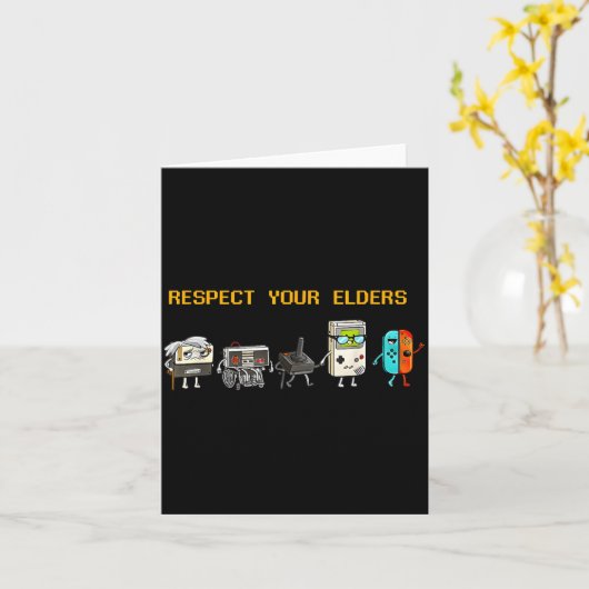 Respect Your Elders Retro Gaming Funny Gamer Contr カード (黄色い花)