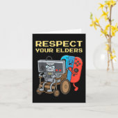 Respect Your Elders Retro Gaming Funny Gamer Contr カード (黄色い花)