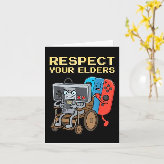 Respect Your Elders Retro Gaming Funny Gamer Contr カード (黄色い花)