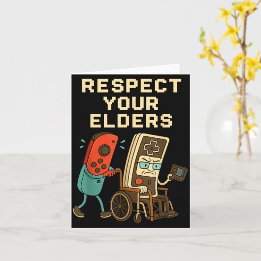 Respect Your Elders Retro Gaming Funny Gamer Contr カード (黄色い花)