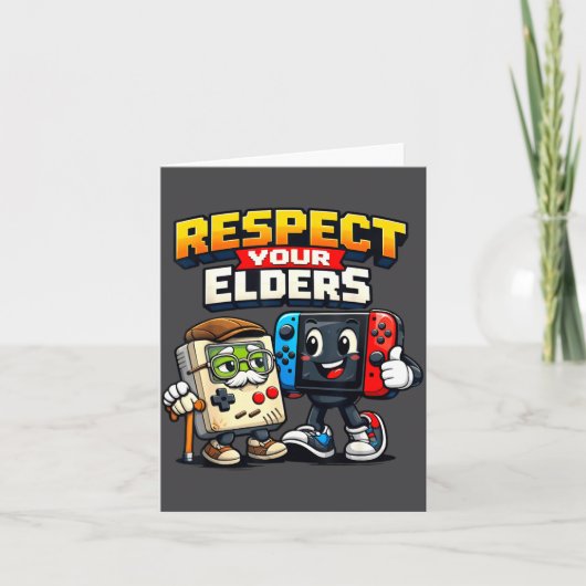 Respect Your Elders Retro Gaming Funny Gamer Contr カード (正面)