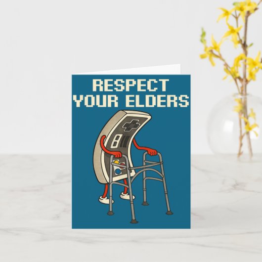 Respect Your Elders Retro Gaming Funny Gamer Contr カード (黄色い花)