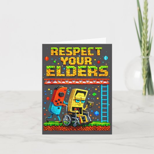 Respect Your Elders Retro Gaming Funny Gamer Contr カード (正面)