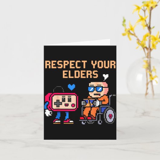Respect Your Elders Retro Gaming Funny Gamer Contr カード (黄色い花)