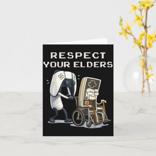 Respect Your Elders Retro Gaming Funny Gamer Contr カード (黄色い花)