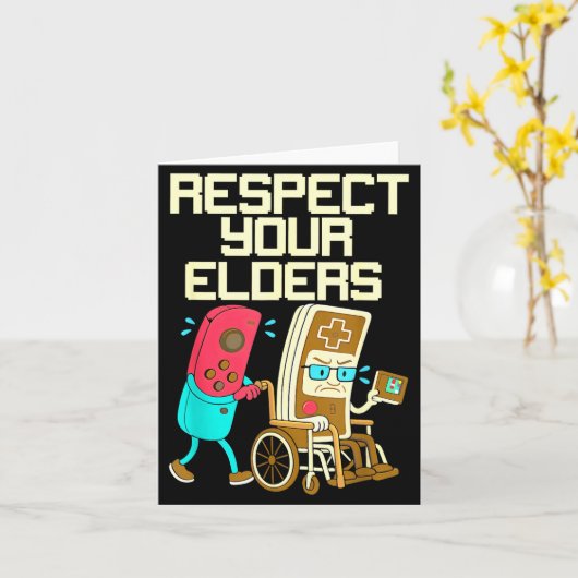 Respect Your Elders Retro Gaming Funny Gamer Contr カード (黄色い花)