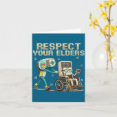 Respect Your Elders Retro Gaming Funny Gamer Contr カード (黄色い花)