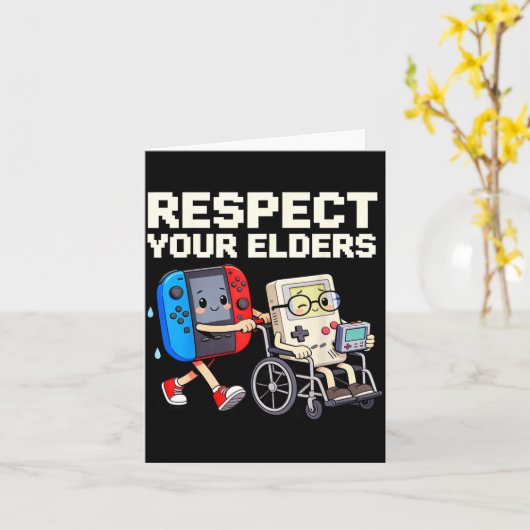 Respect Your Elders Retro Gaming Funny Gamer Contr カード (黄色い花)