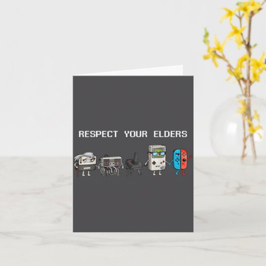 Respect Your Elders Retro Gaming Funny Gamer Contr カード (黄色い花)