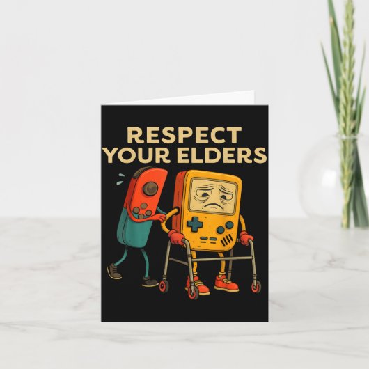 Respect Your Elders Retro Gaming Funny Gamer Contr カード (正面)