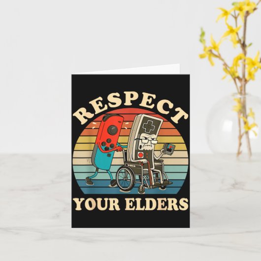 Respect Your Elders Retro Gaming Funny Gamer Contr カード (黄色い花)