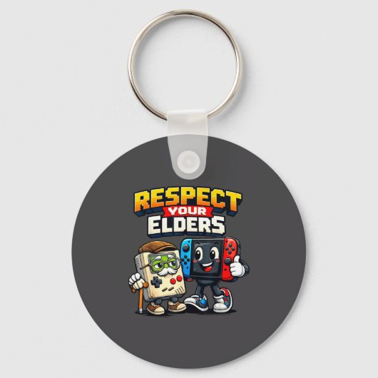 Respect Your Elders Retro Gaming Funny Gamer Contr キーホルダー (正面)