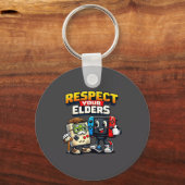 Respect Your Elders Retro Gaming Funny Gamer Contr キーホルダー (正面)