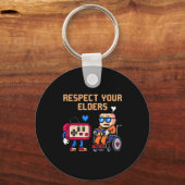 Respect Your Elders Retro Gaming Funny Gamer Contr キーホルダー (正面)