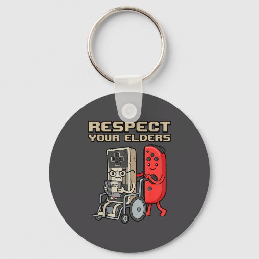 Respect Your Elders Retro Gaming Funny Gamer Contr キーホルダー (正面)
