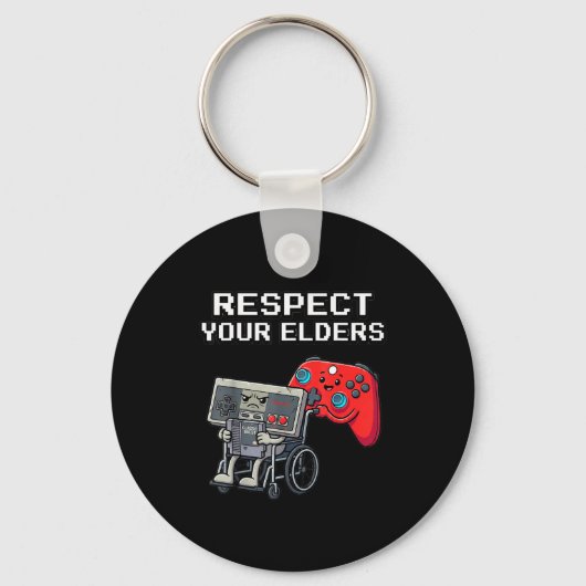 Respect Your Elders Retro Gaming Funny Gamer Contr キーホルダー (正面)