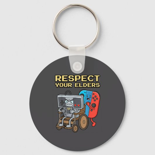Respect Your Elders Retro Gaming Funny Gamer Contr キーホルダー (正面)