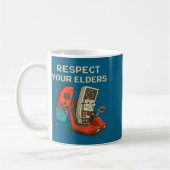 Respect Your Elders Retro Gaming Funny Gamer Contr コーヒーマグカップ (左)