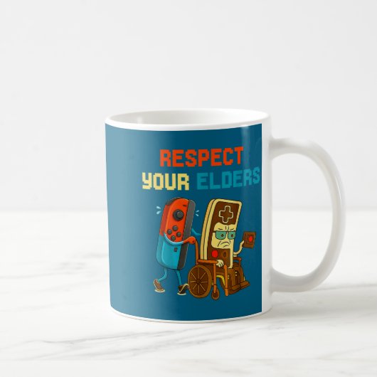 Respect Your Elders Retro Gaming Funny Gamer Contr コーヒーマグカップ (右)