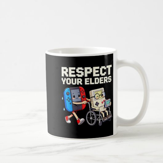 Respect Your Elders Retro Gaming Funny Gamer Contr コーヒーマグカップ (右)