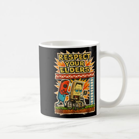 Respect Your Elders Retro Gaming Funny Gamer Contr コーヒーマグカップ (右)