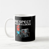 Respect Your Elders Retro Gaming Funny Gamer Contr コーヒーマグカップ (左)