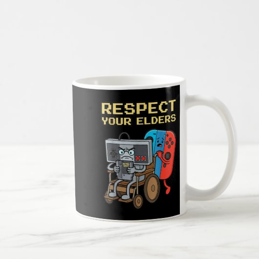 Respect Your Elders Retro Gaming Funny Gamer Contr コーヒーマグカップ (右)