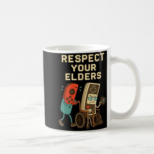 Respect Your Elders Retro Gaming Funny Gamer Contr コーヒーマグカップ (右)