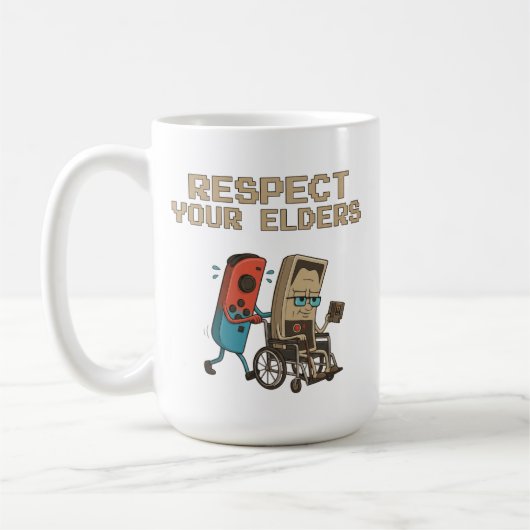 Respect Your Elders Retro Gaming Funny Gamer Contr コーヒーマグカップ (左)