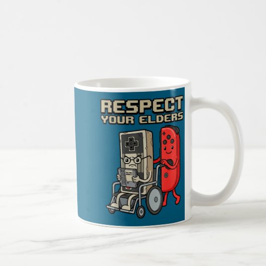 Respect Your Elders Retro Gaming Funny Gamer Contr コーヒーマグカップ (右)