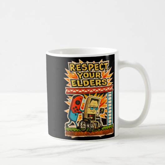 Respect Your Elders Retro Gaming Funny Gamer Contr コーヒーマグカップ (右)