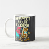 Respect Your Elders Retro Gaming Funny Gamer Contr コーヒーマグカップ (左)