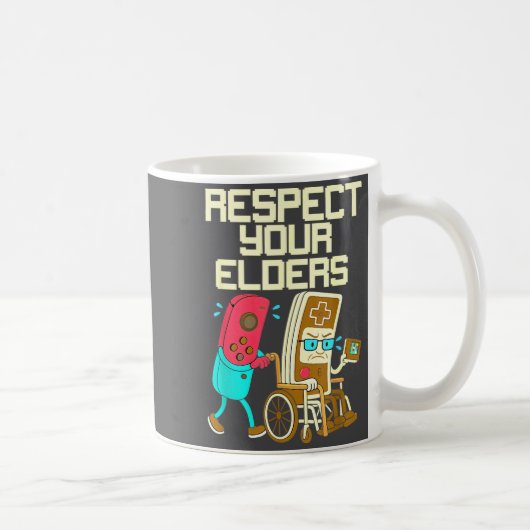 Respect Your Elders Retro Gaming Funny Gamer Contr コーヒーマグカップ (右)