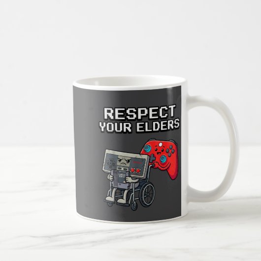Respect Your Elders Retro Gaming Funny Gamer Contr コーヒーマグカップ (右)