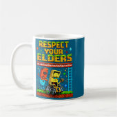 Respect Your Elders Retro Gaming Funny Gamer Contr コーヒーマグカップ (左)
