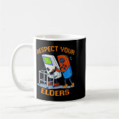 Respect Your Elders Retro Gaming Funny Gamer Contr コーヒーマグカップ (左)