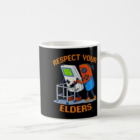 Respect Your Elders Retro Gaming Funny Gamer Contr コーヒーマグカップ (右)