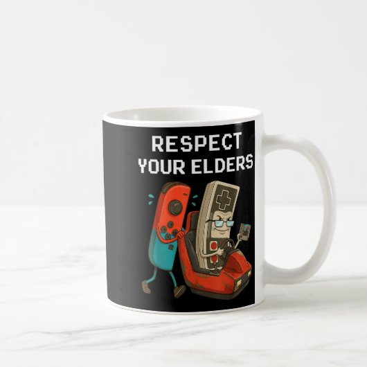 Respect Your Elders Retro Gaming Funny Gamer Contr コーヒーマグカップ (右)