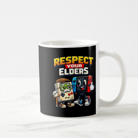 Respect Your Elders Retro Gaming Funny Gamer Contr コーヒーマグカップ (右)