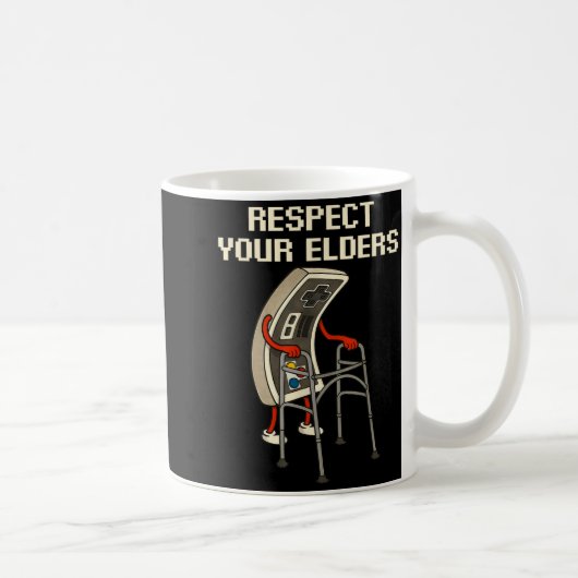 Respect Your Elders Retro Gaming Funny Gamer Contr コーヒーマグカップ (右)
