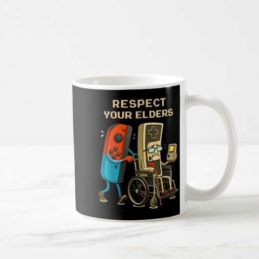 Respect Your Elders Retro Gaming Funny Gamer Contr コーヒーマグカップ (右)