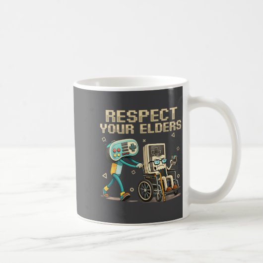 Respect Your Elders Retro Gaming Funny Gamer Contr コーヒーマグカップ (右)