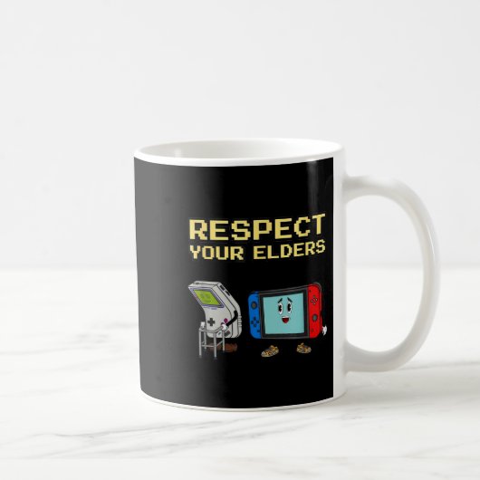 Respect Your Elders Retro Gaming Funny Gamer Contr コーヒーマグカップ (右)